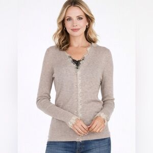 Rebecca Taylor cardigan with lace trim size small